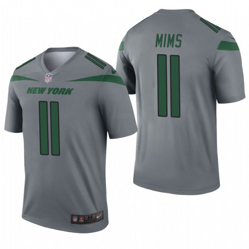 Men New York Jets 11 Denzel Mims Nike Grey Inverted Legend NFL Jersey